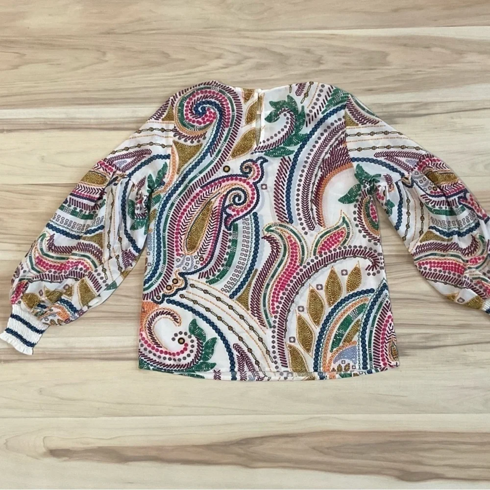 Free People Jealous Tomatoes Polyester Long Sleeve Blouse Top Size Small - Picture 3 of 12